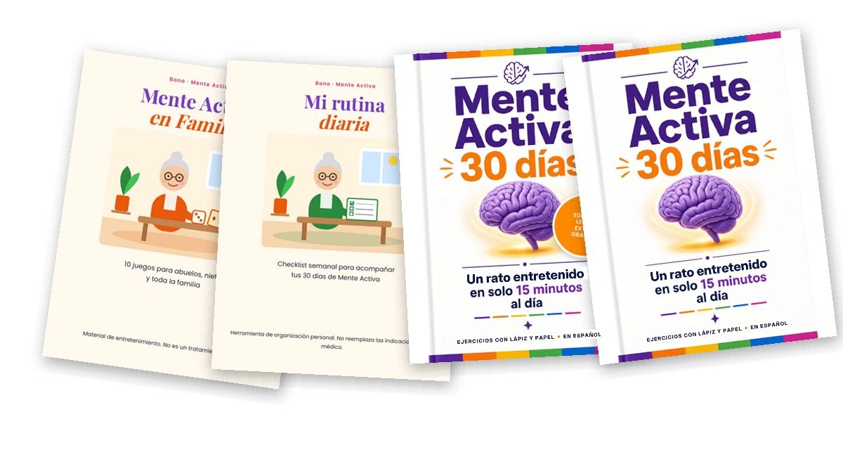 Los 4 PDF de Mente Activa: cuaderno, edición letra extra grande, En Familia y Mi rutina