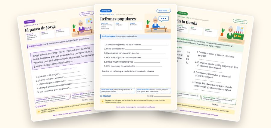 Vista previa de los 3 ejercicios: El paseo de Jorge, Refranes populares y En la tienda